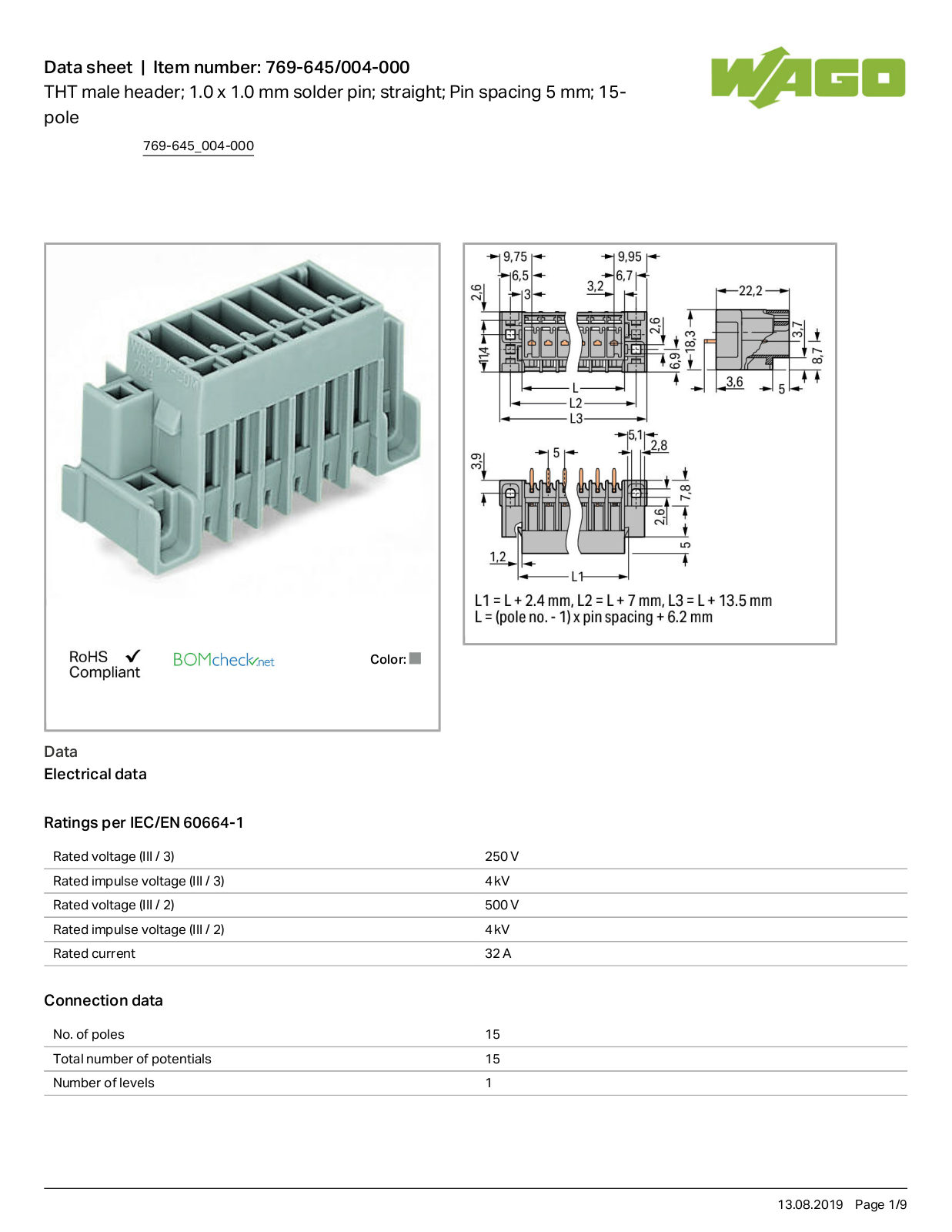 Wago 769-645/004-000 Data Sheet