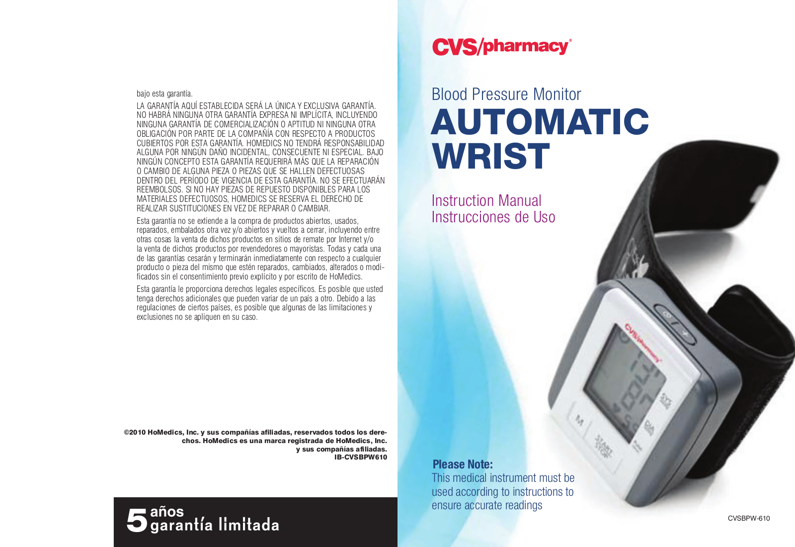 Homedics CVSBPW-610 User Manual