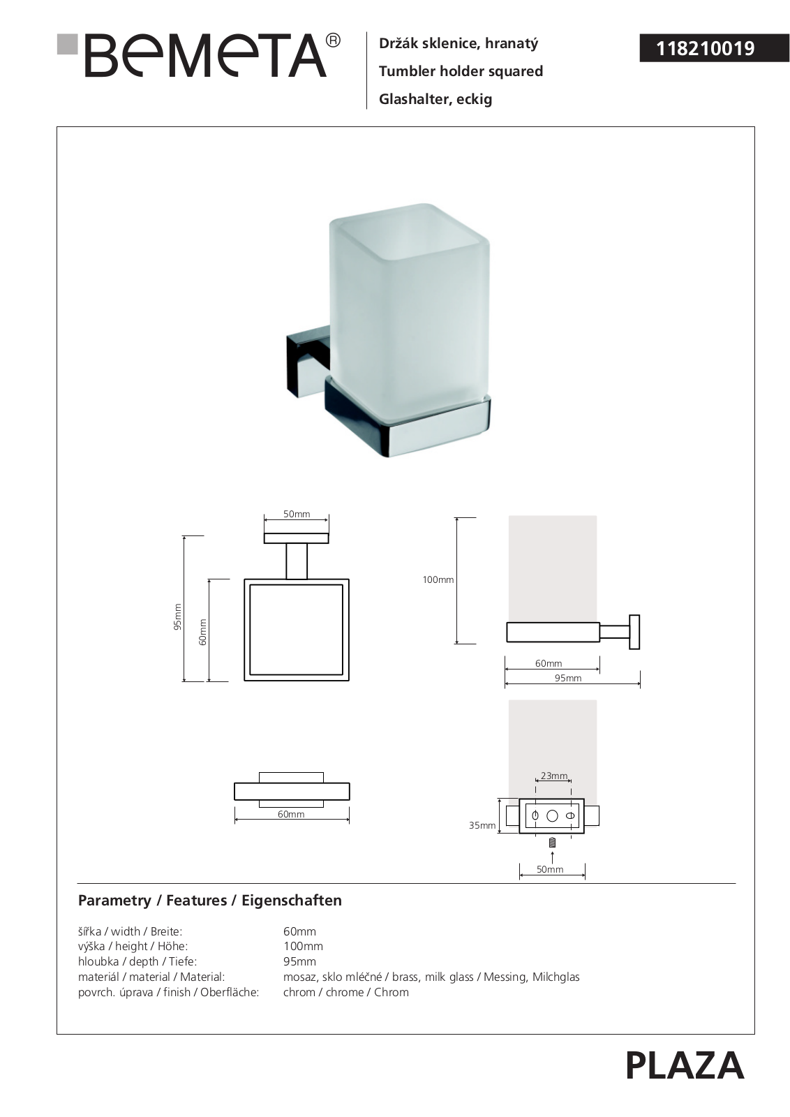 Bemeta Plaza 118210019 User guide