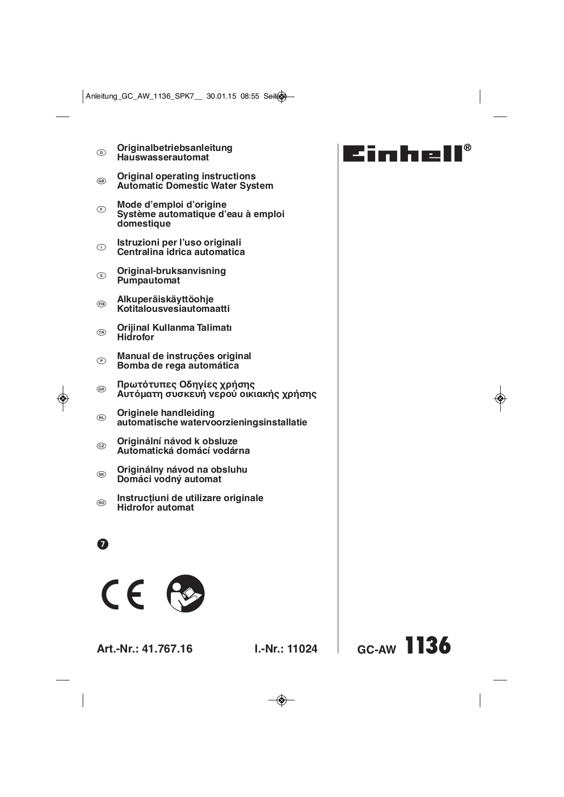 Einhell GC-AW 1136 Service Manual