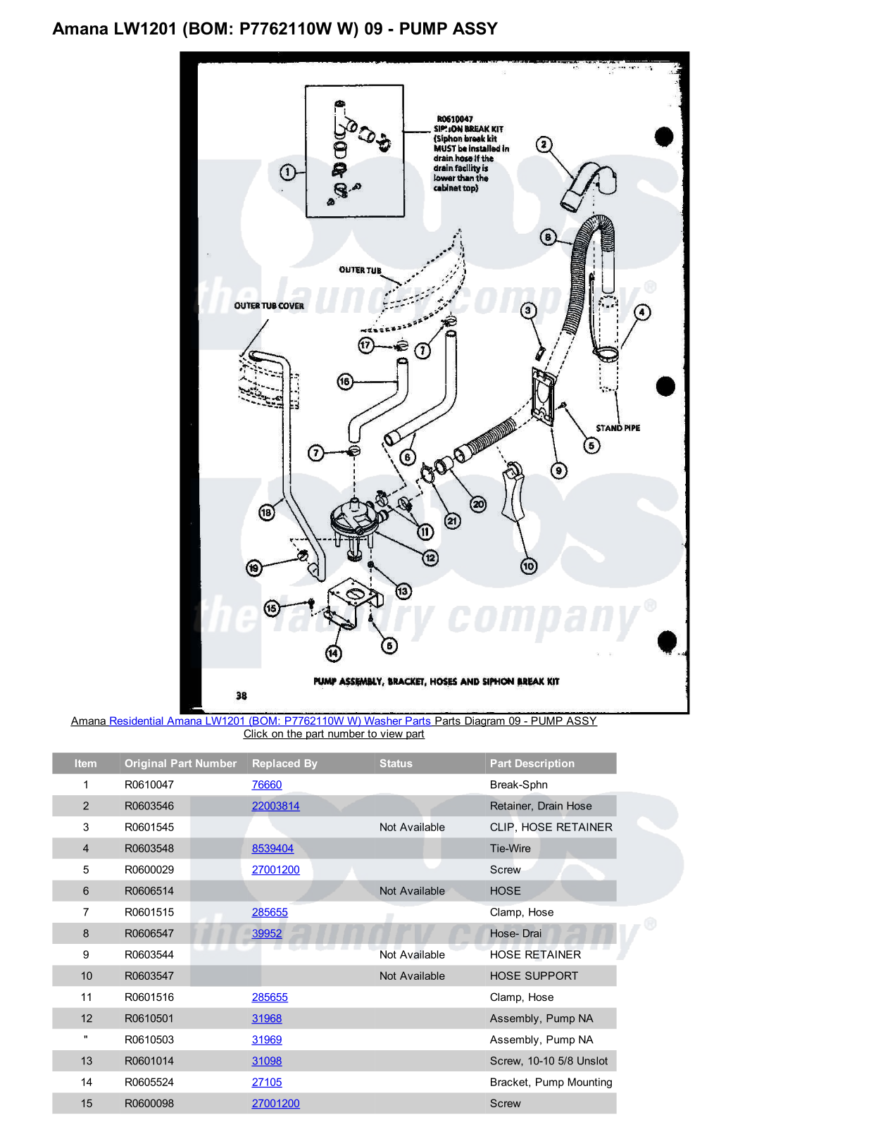 Amana LW1201 Parts Diagram