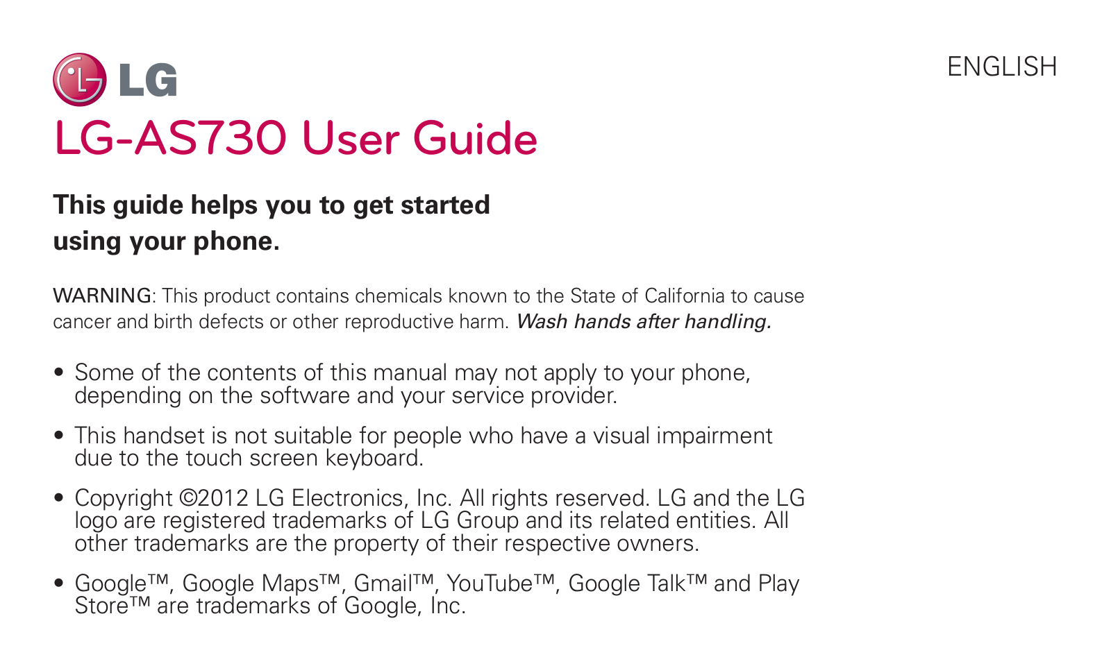 LG AS730 Users manual