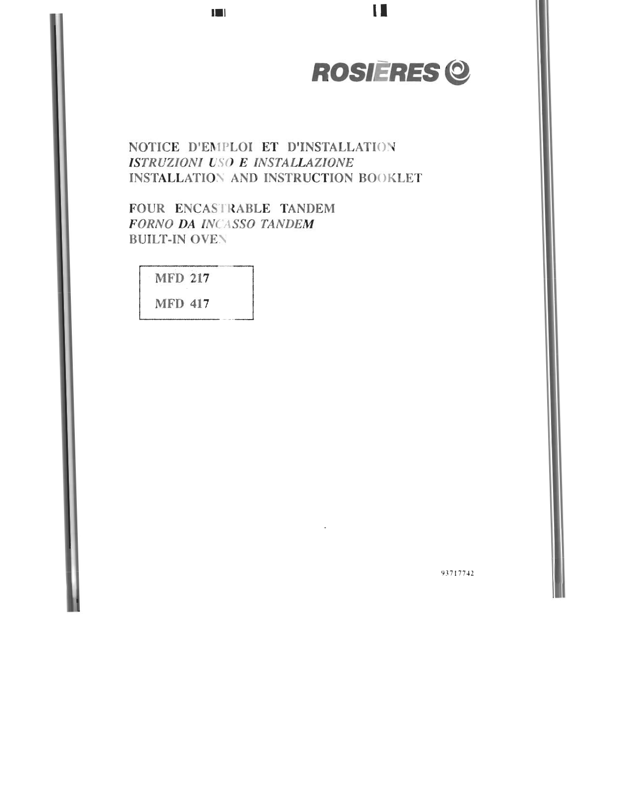 Rosieres MFD 417, MFD 217 User Manual