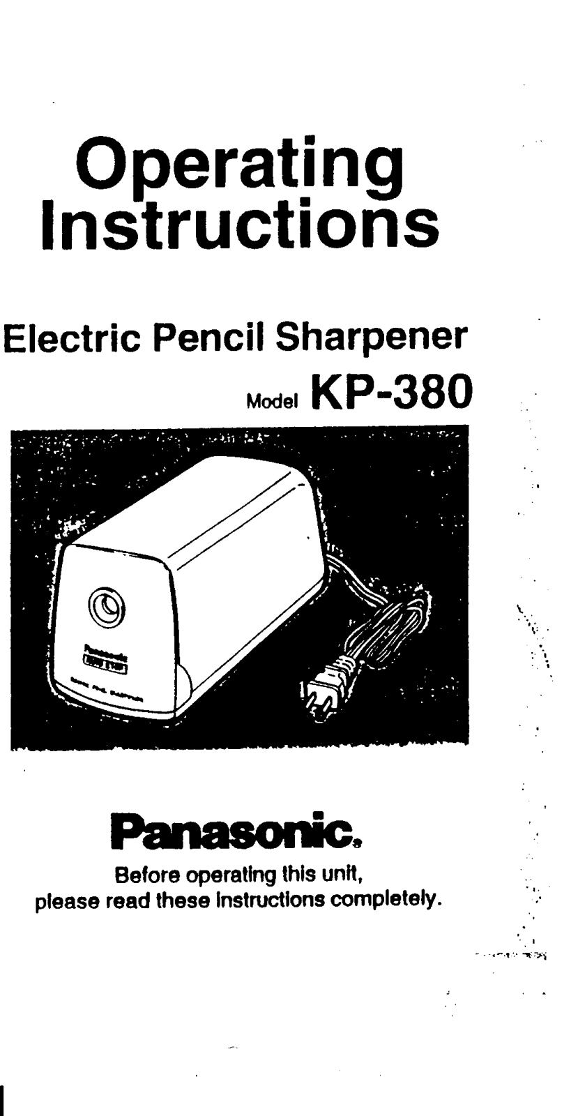 Panasonic kp-380 Operation Manual