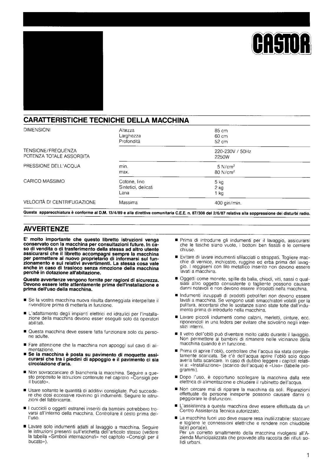 Castor CC450 Instructions Manual
