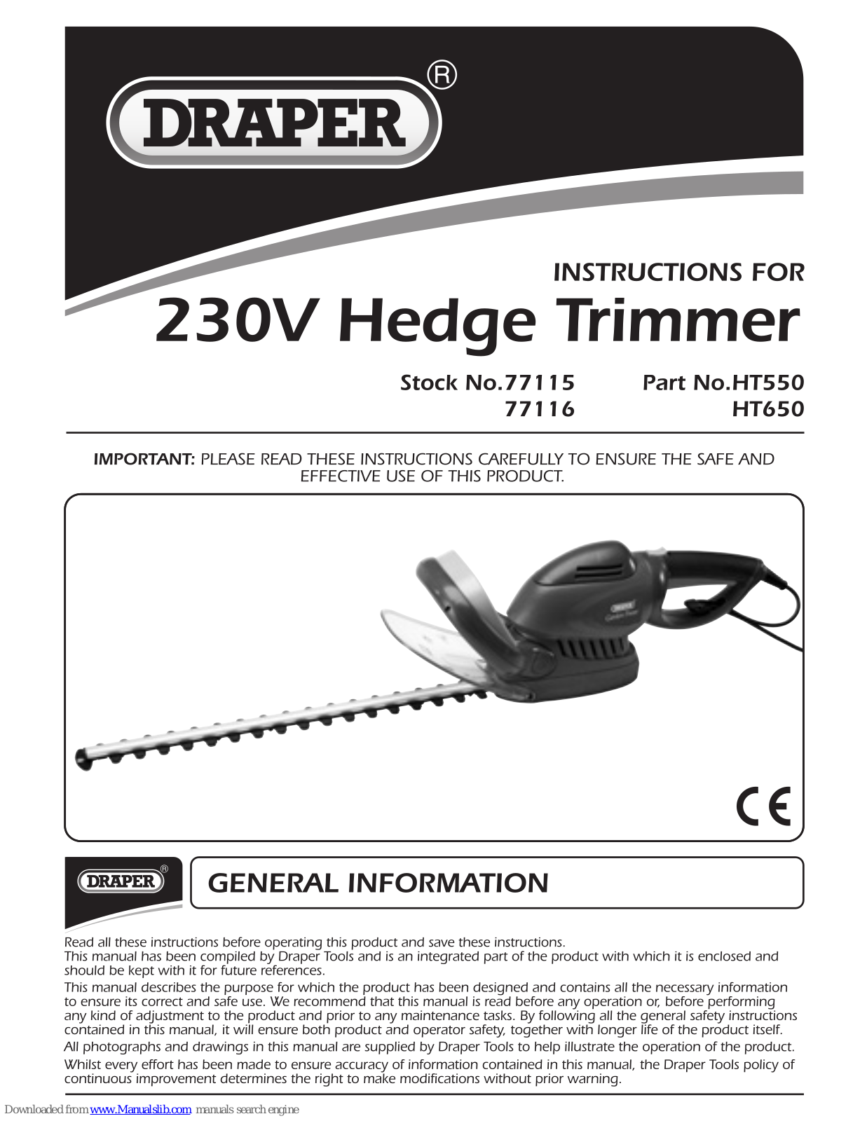 Draper HT550, HT650 Instructions Manual - ManualMachine.com