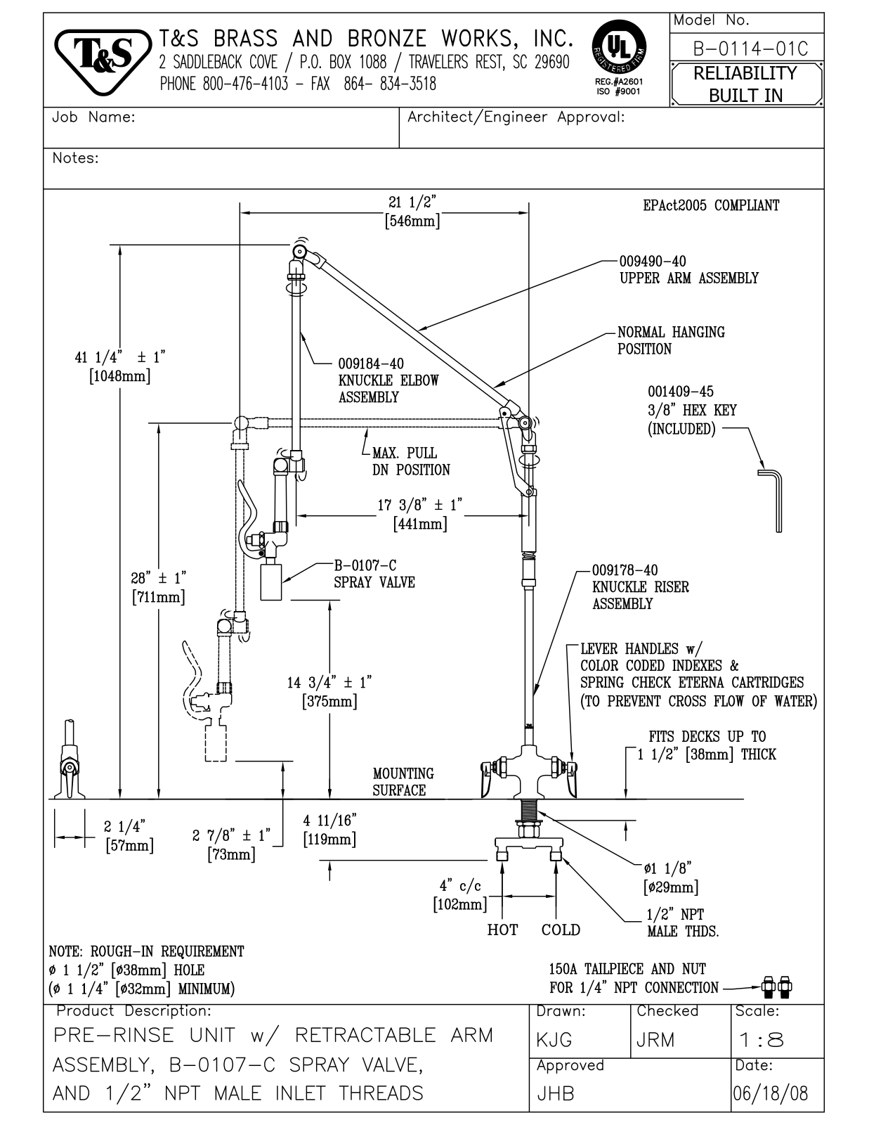 T&S Brass B-0114-01C User Manual