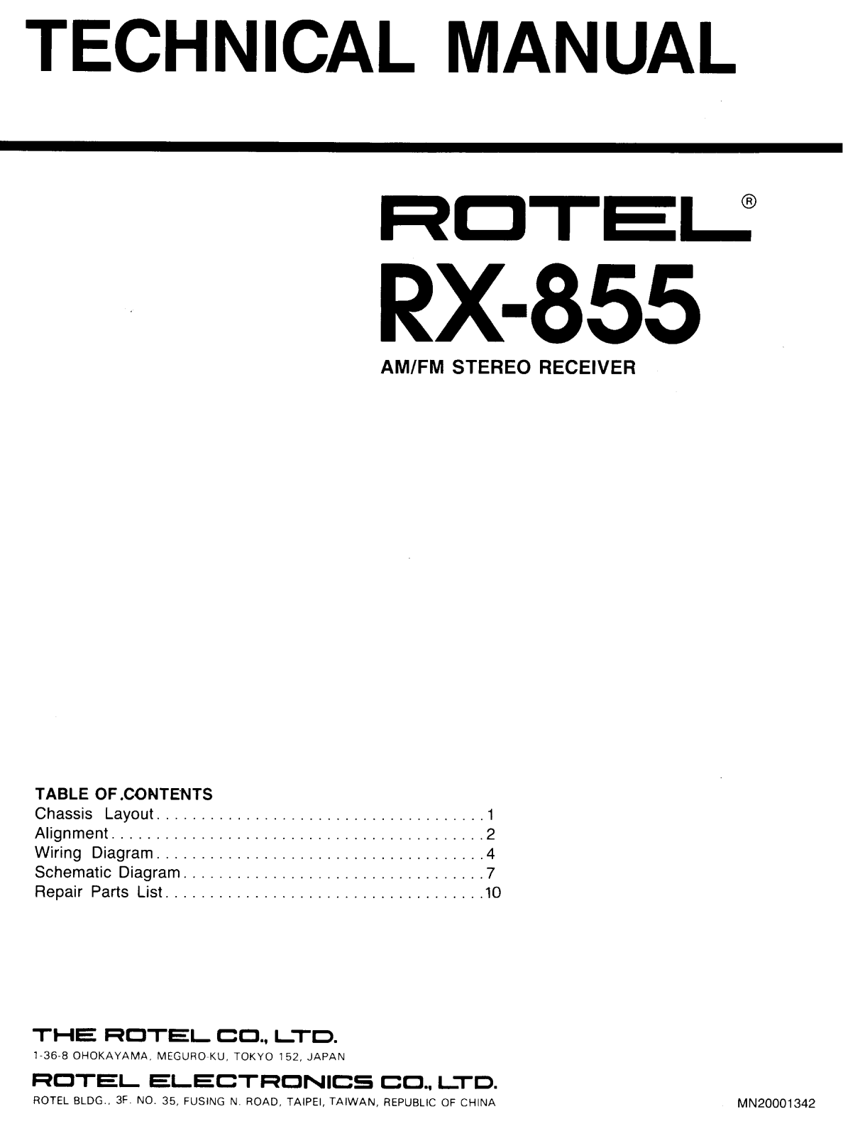 Rotel RX-855 Service manual