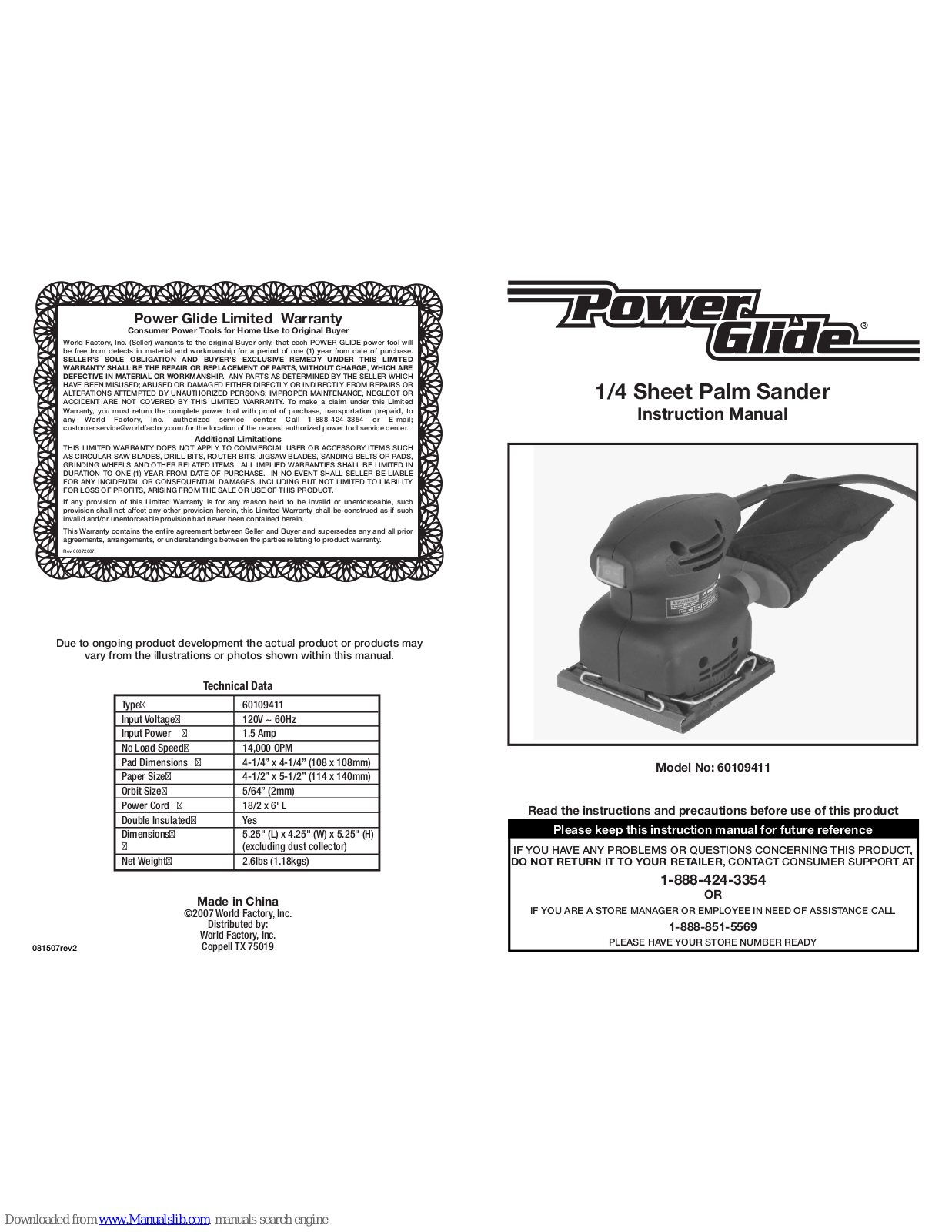 Power Glide 60109411 Instruction Manual