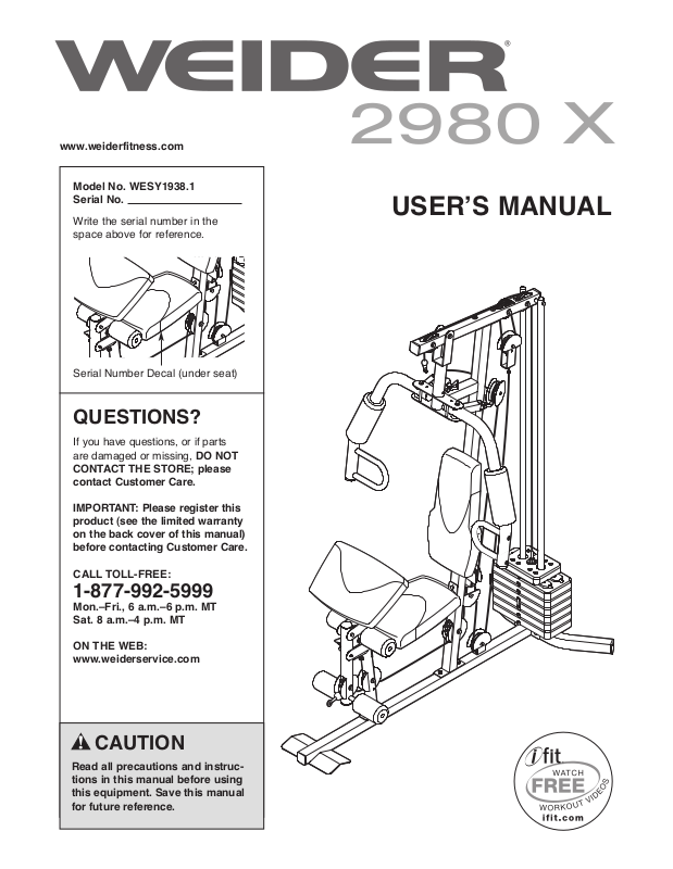 Weider 2980 x online exercise chart