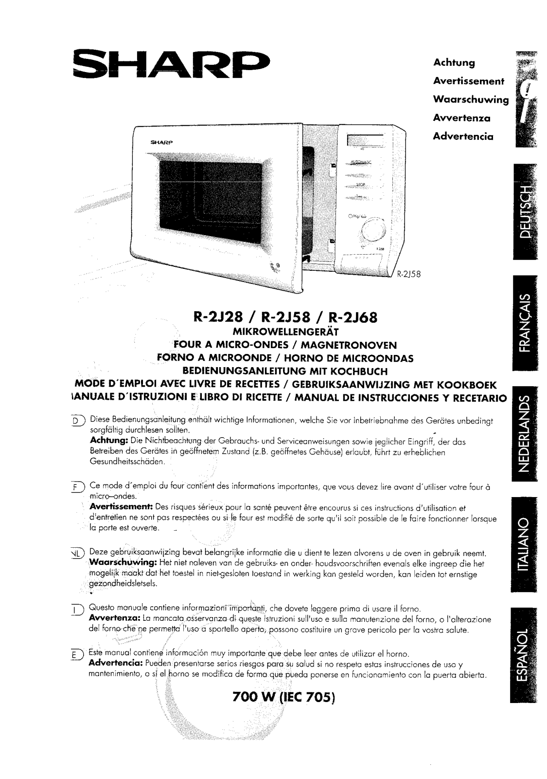 Sharp R-2J28, R-2J58, R-2J68 User Manual