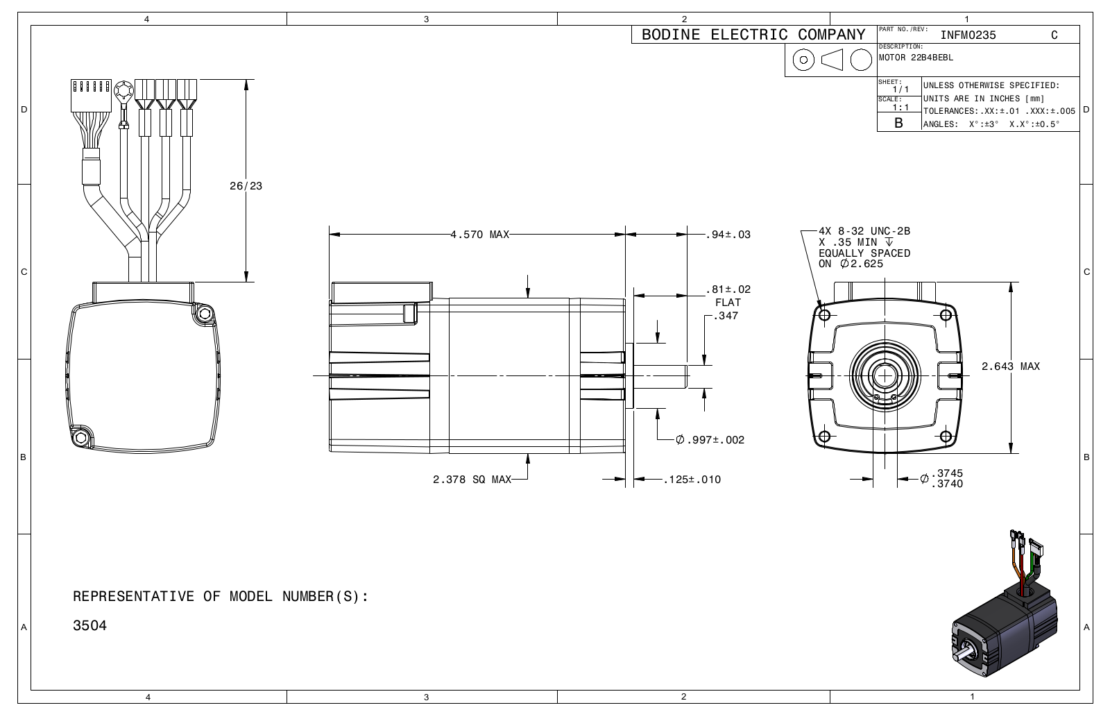 Bodine 3504 Reference Drawing