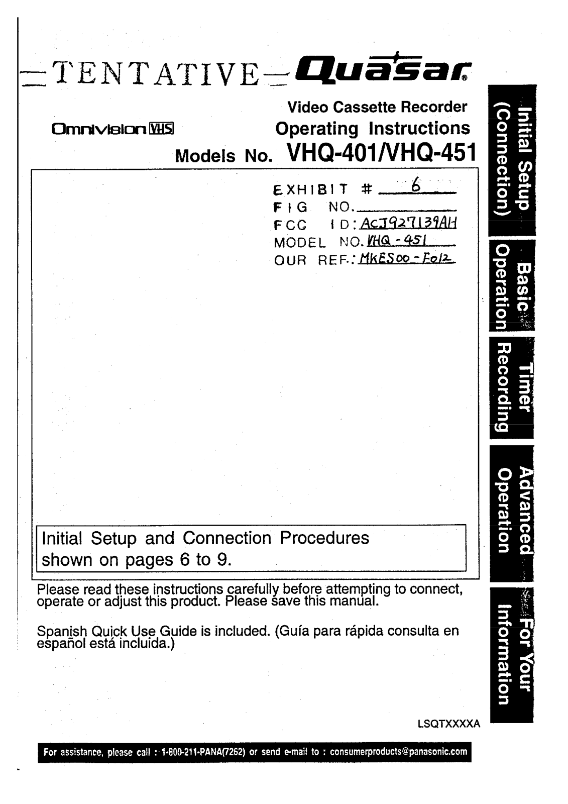 Panasonic 927139AH User Manual