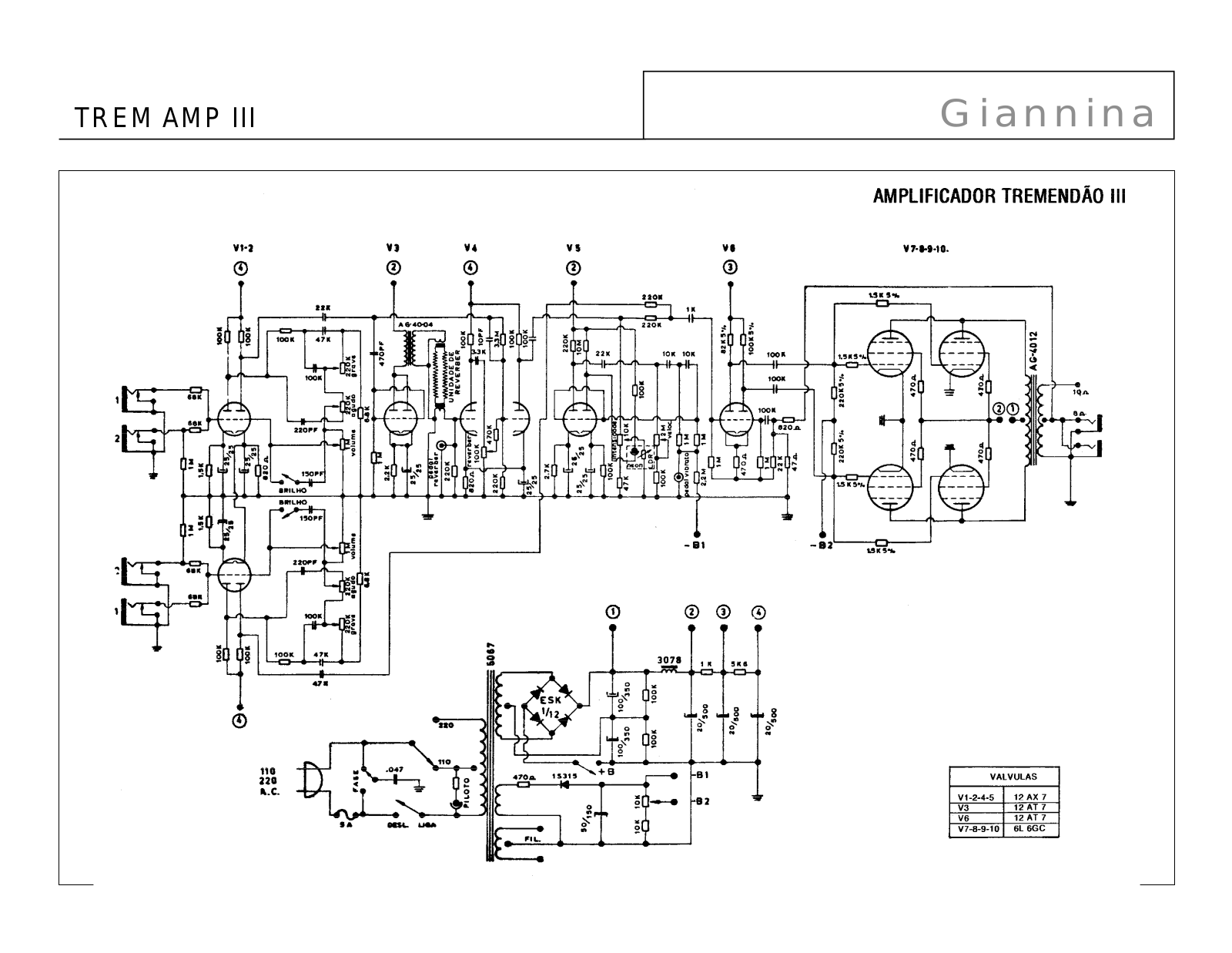 Giannini Amp III Schematic