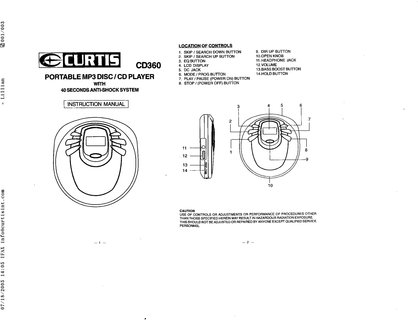 CURTIS CD360 User Manual