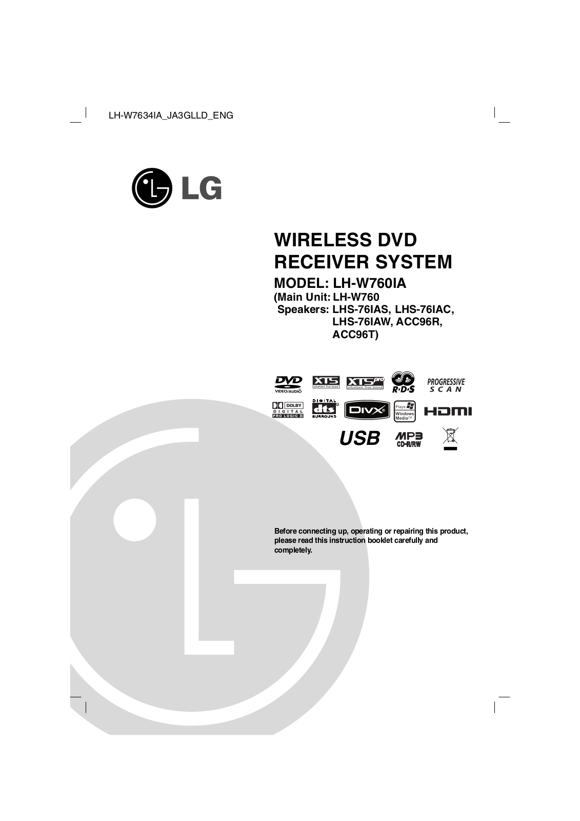 LG LH-W7634IA Owner’s Manual