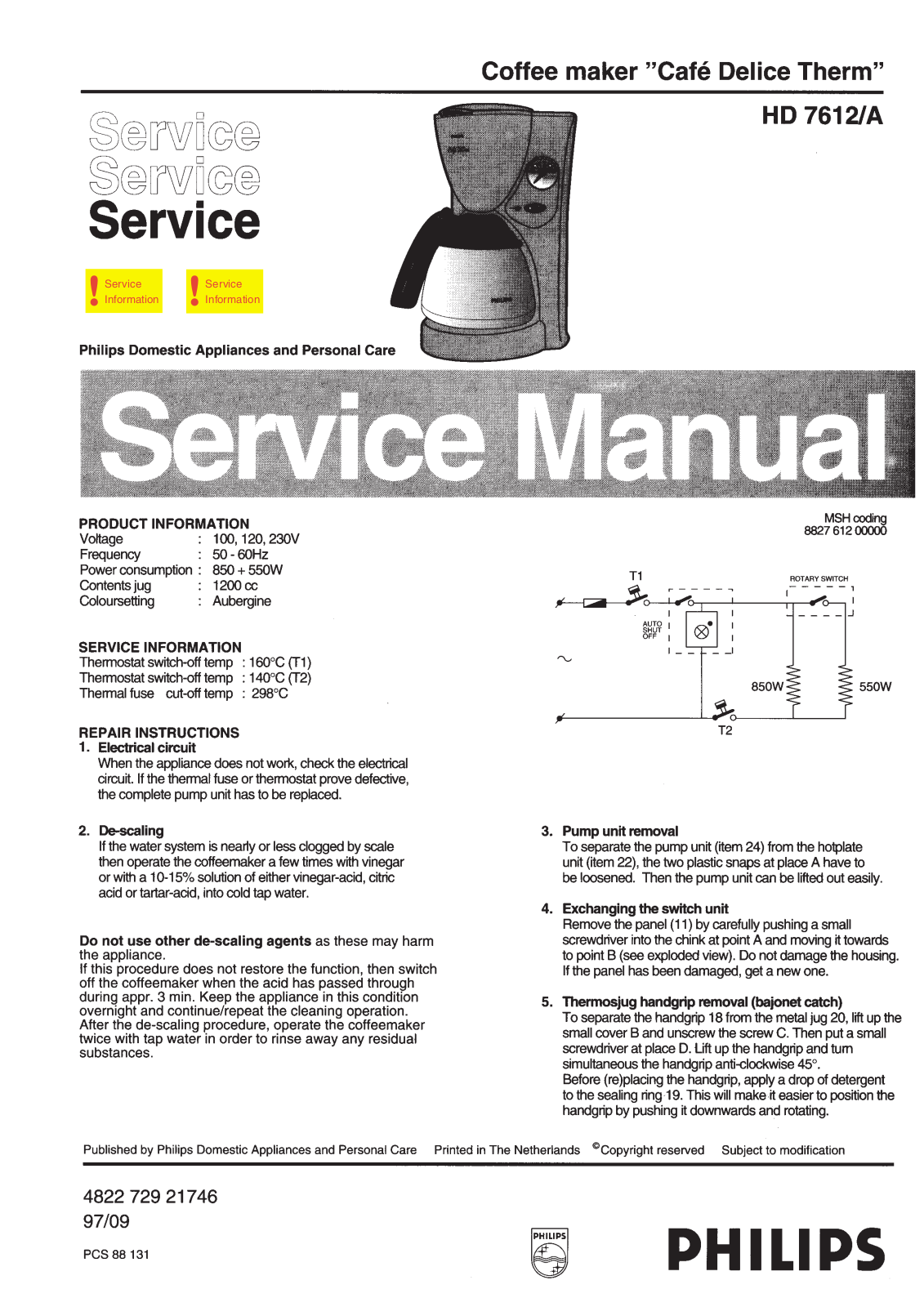 Philips HD7612A Service Manual