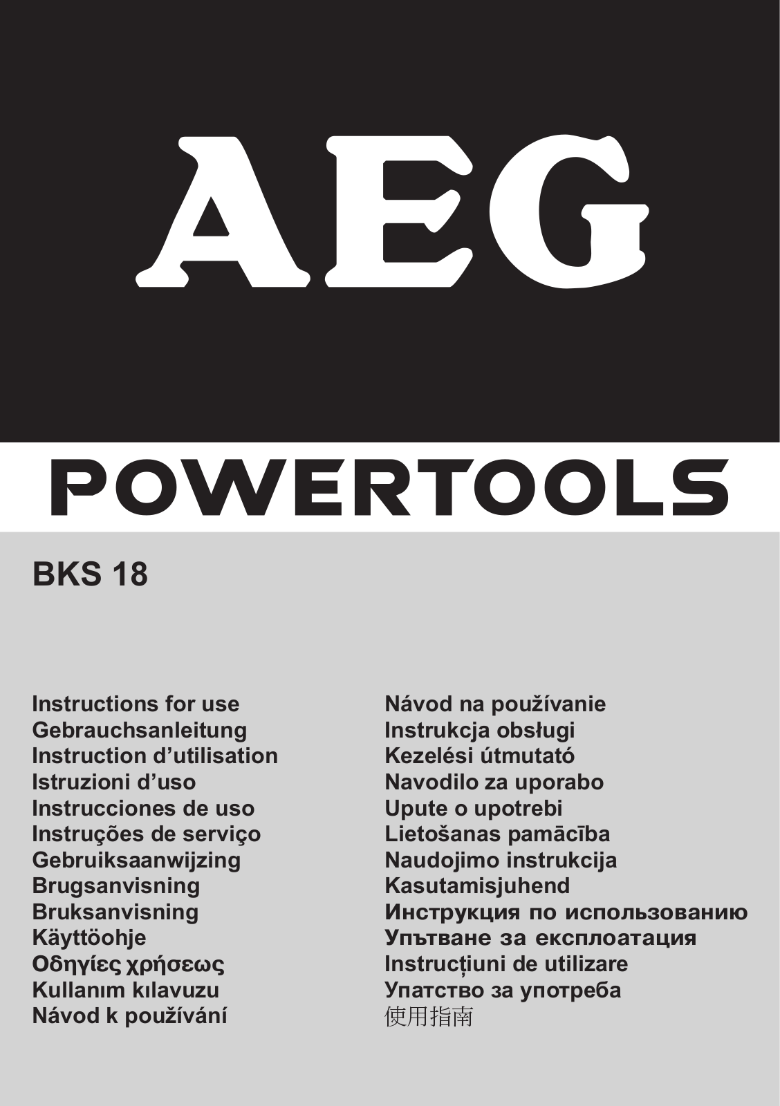 Aeg-electrolux BKS 18 LI, BKS 18 Manual