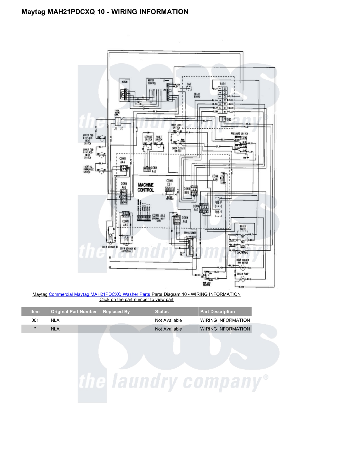 Maytag MAH21PDCXQ Parts Diagram