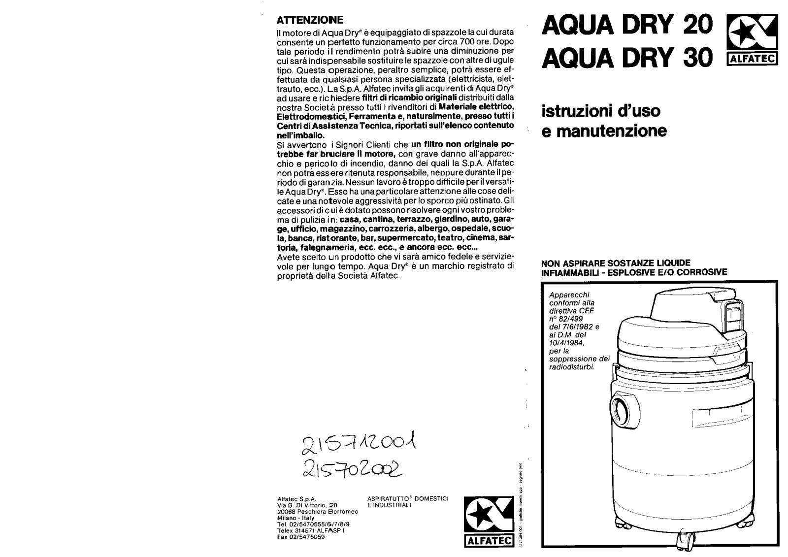 Alfatec AQUADRY20 User Manual