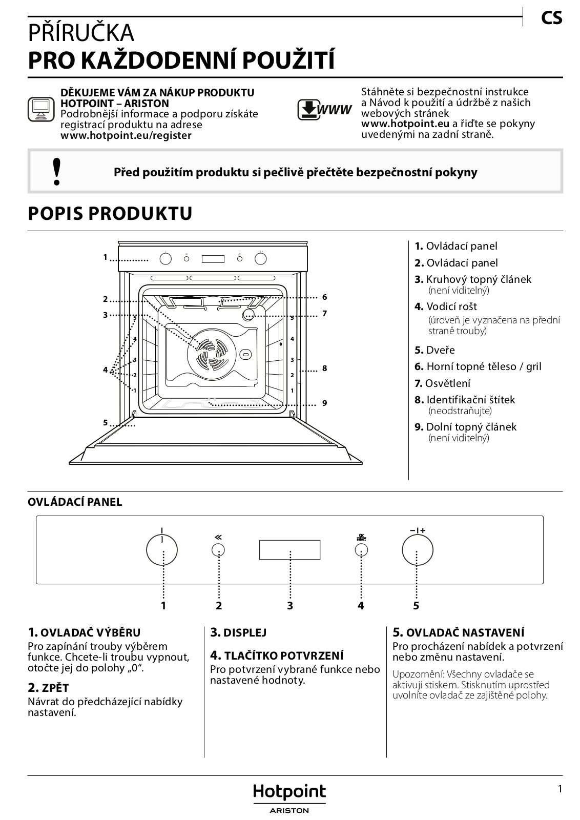 HOTPOINT/ARISTON FI7 864 SC IX HA Daily Reference Guide