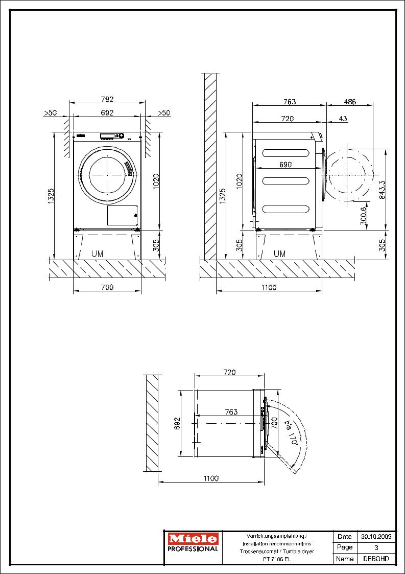 Miele PT 7186 EL Installation diagram