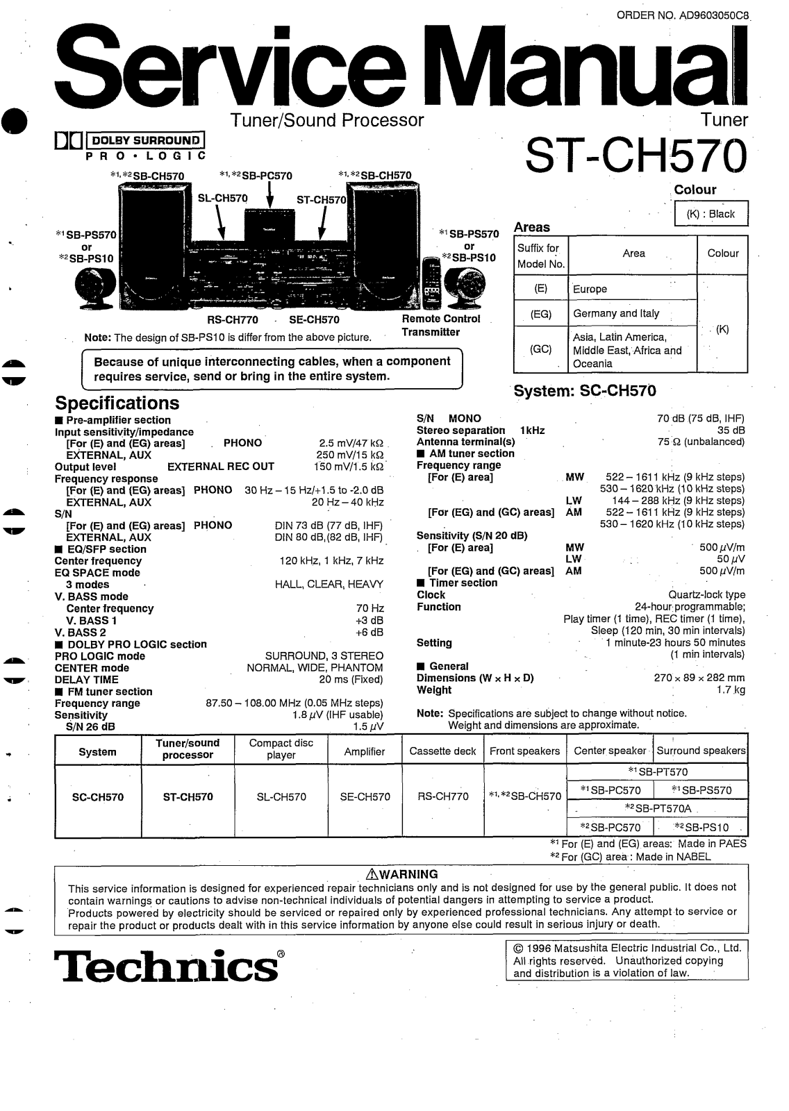 Technics ST-CH-570 Service Manual