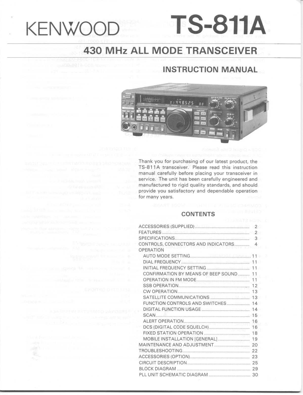 Kenwood TS-811A Owner's Manual