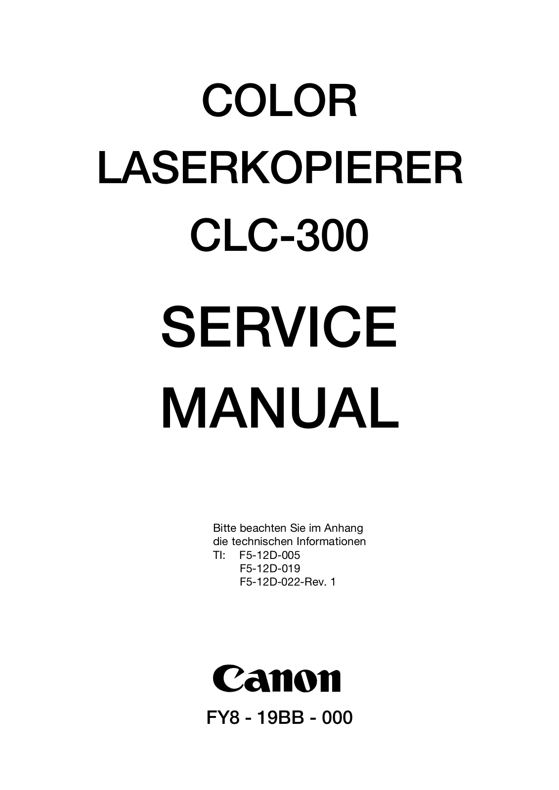 Canon CLC-300 Service Manual