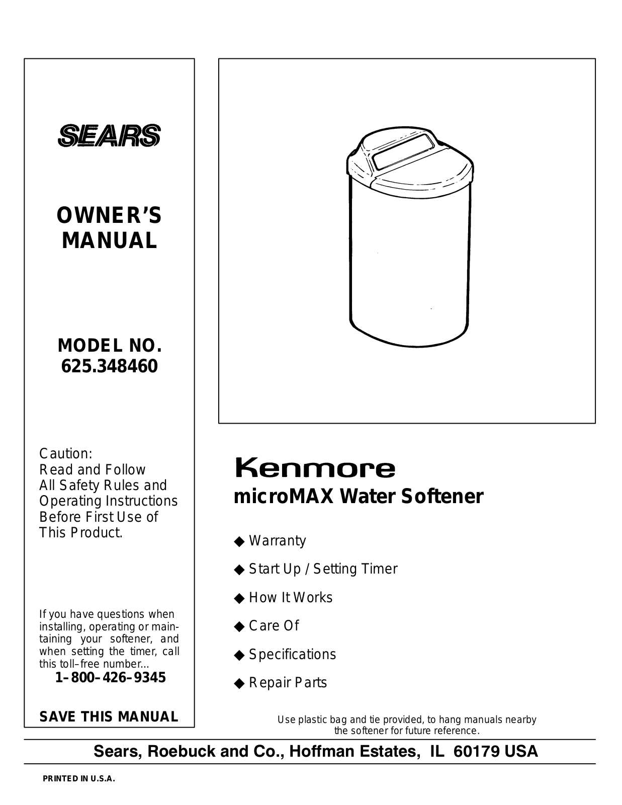 Kenmore 625.348460 User Manual