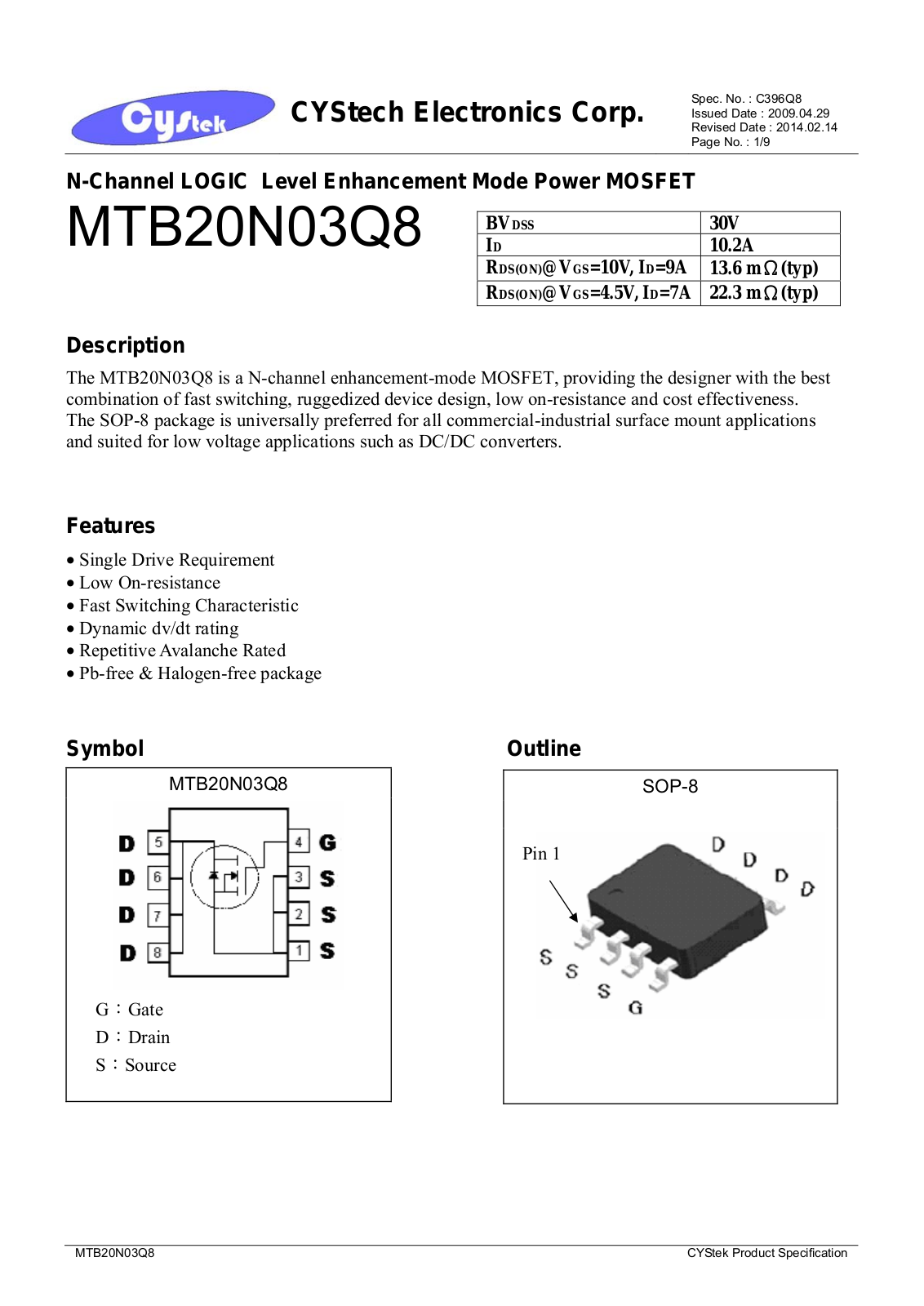 CYStech MTB20N03Q8 Datasheet