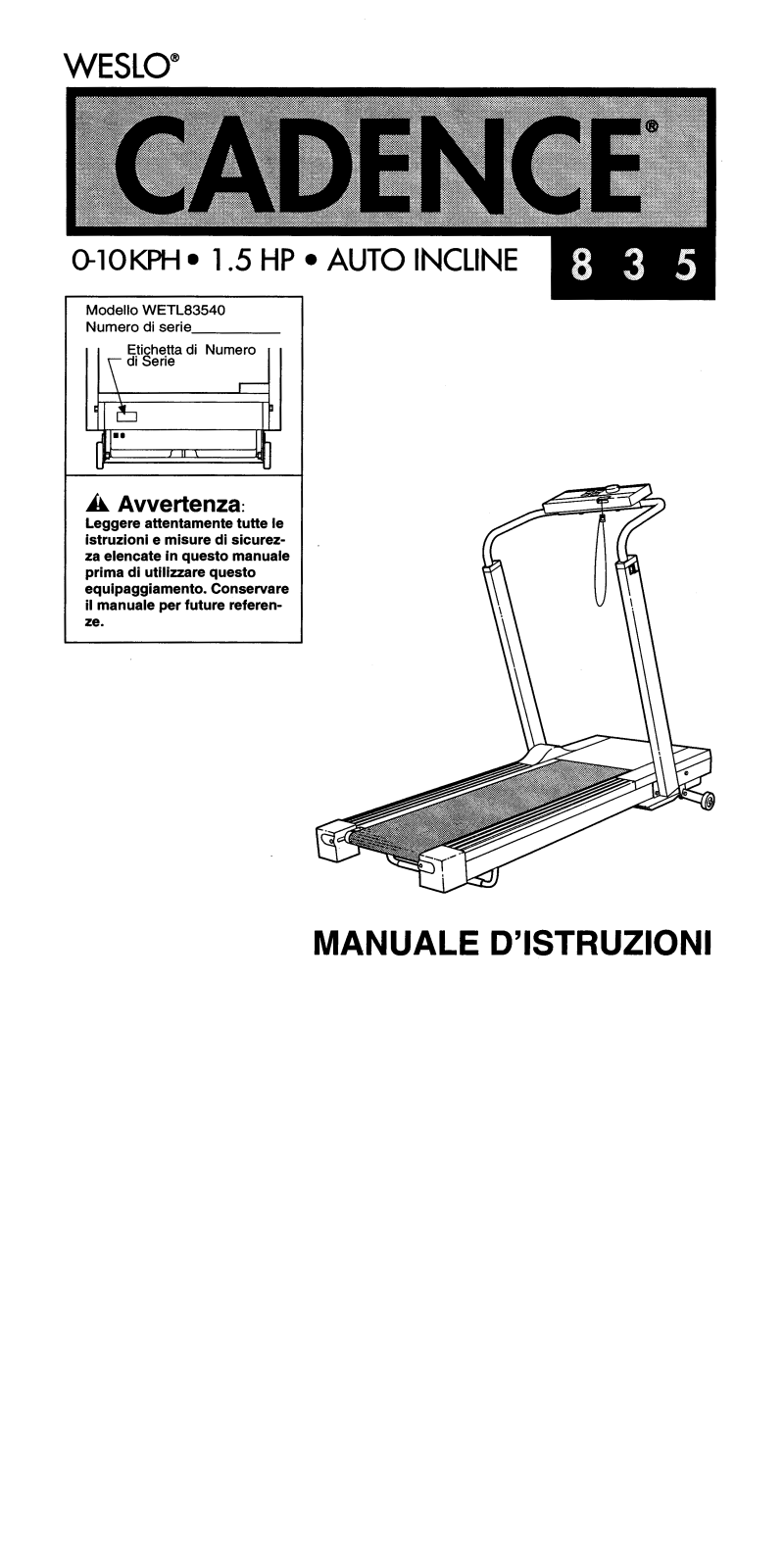 Weslo WETL83540 Owner's Manual