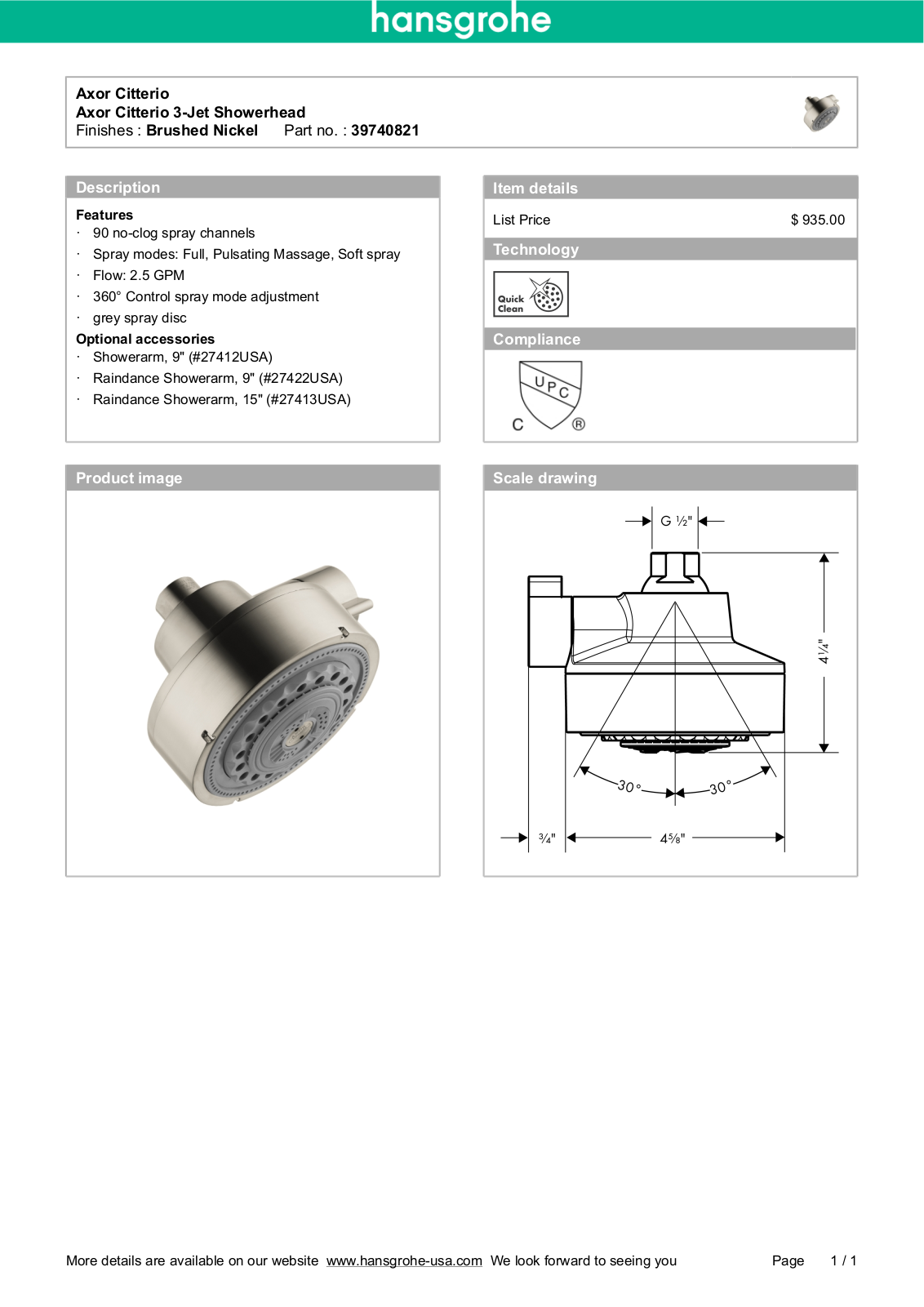 Axor HAN3353 Specifications - ManualMachine.com