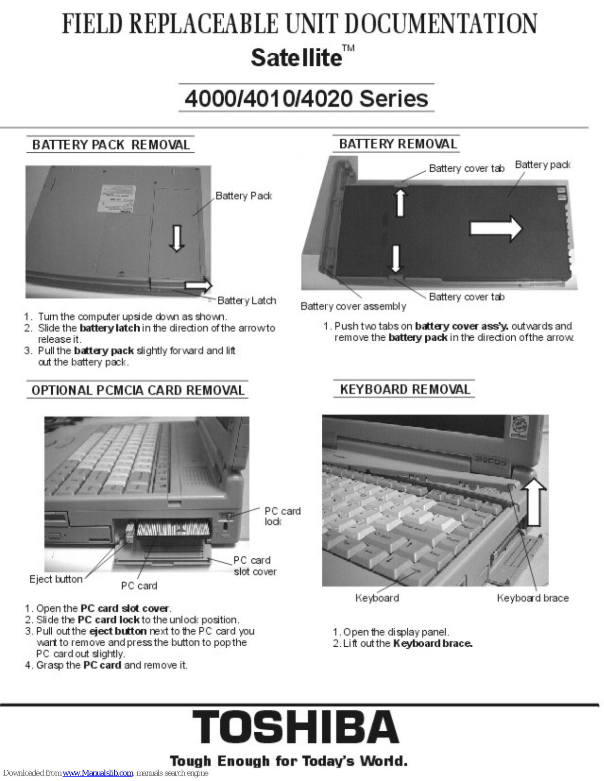 Toshiba Satellite 4000 Series, Satellite 4010 Series, Satellite 4020 Series Documentation