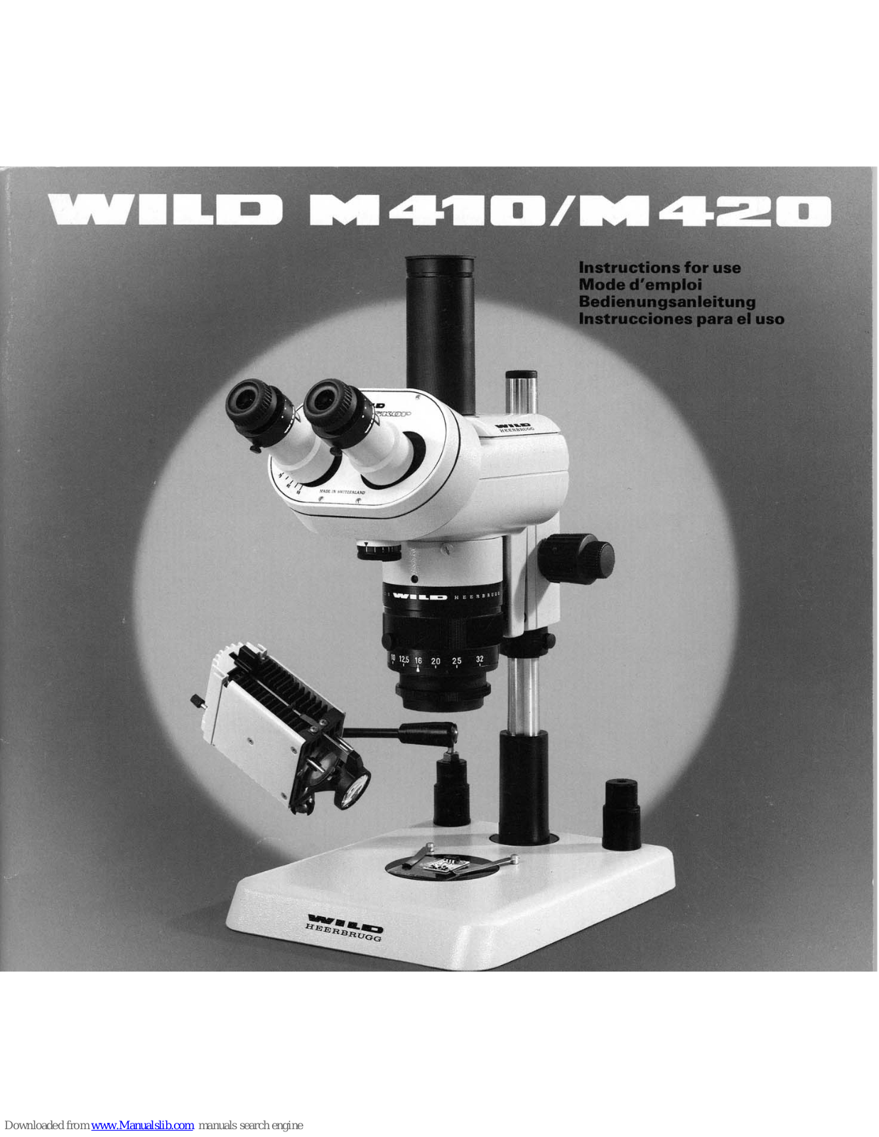 Wild Heerbrugg M 410, M 420 Instructions For Use Manual