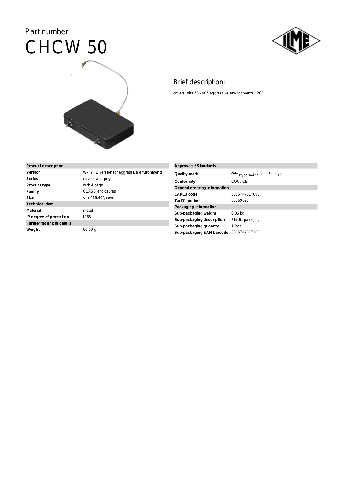 ILME CHCW-50 Data Sheet