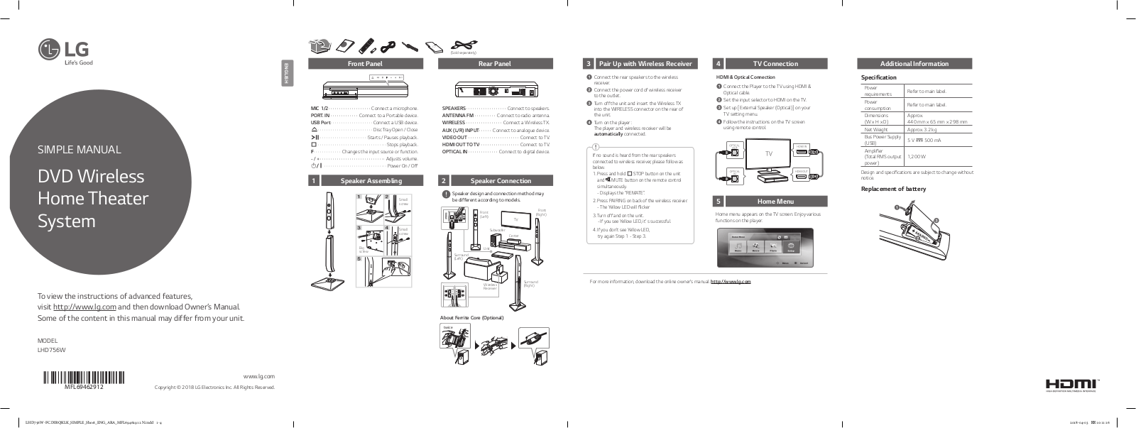 LG LHD756W User Guide