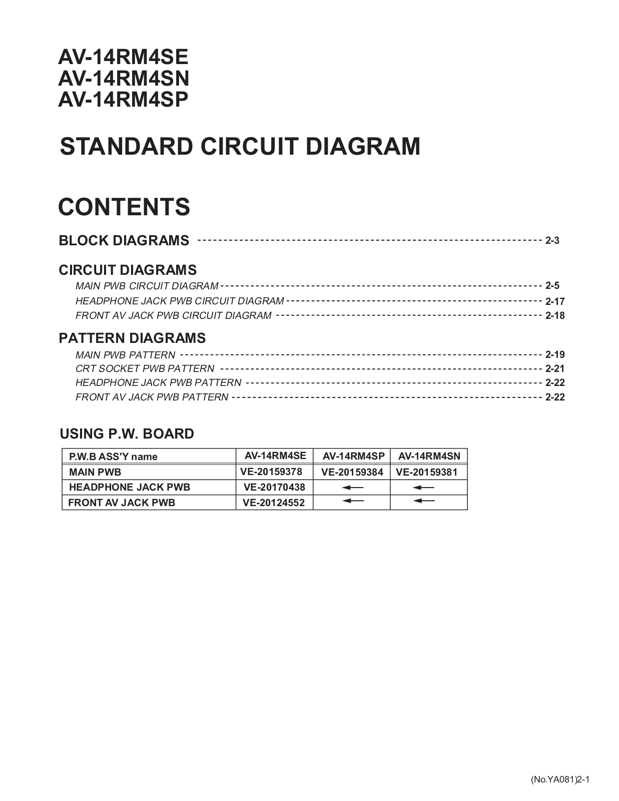 JVC AV-14RM4SE, AV-14RM4SN, AV-14RM4SP Schematics