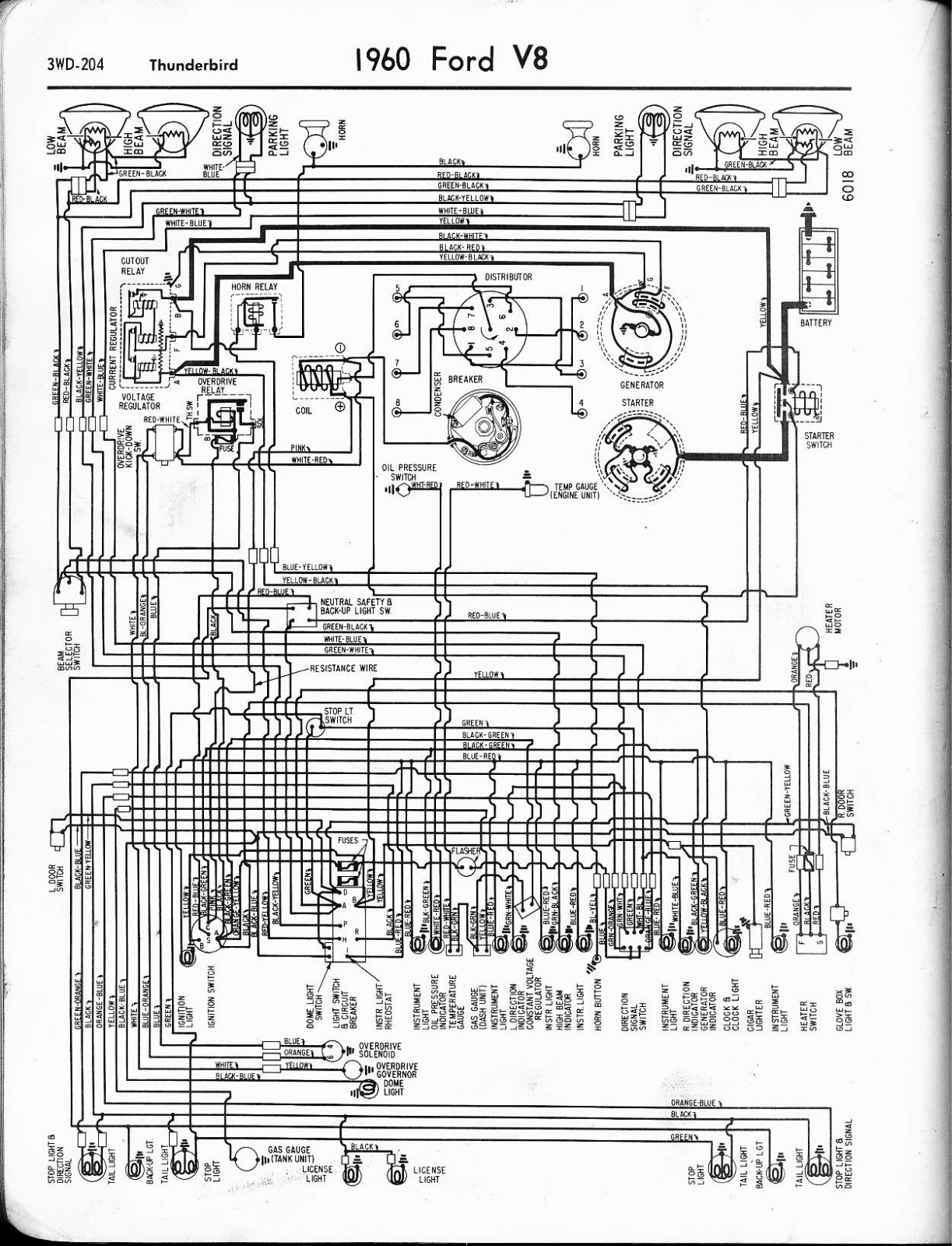 Ford 1960  thunderbird v8 schematic