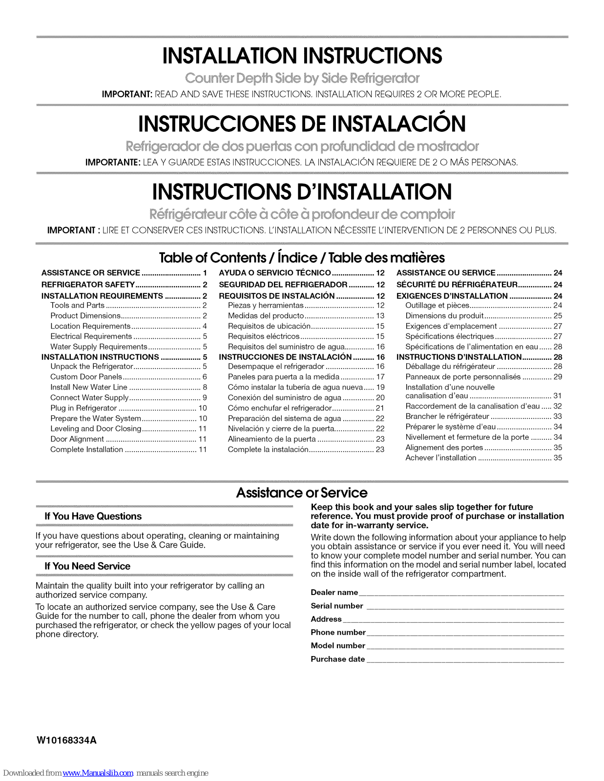 KitchenAid KSC23C8EYW02, KSC23C9EYY02, KSC24C8EYB02, KSC23C8EYY02, KSC24C8EYP02 Installation Instructions Manual