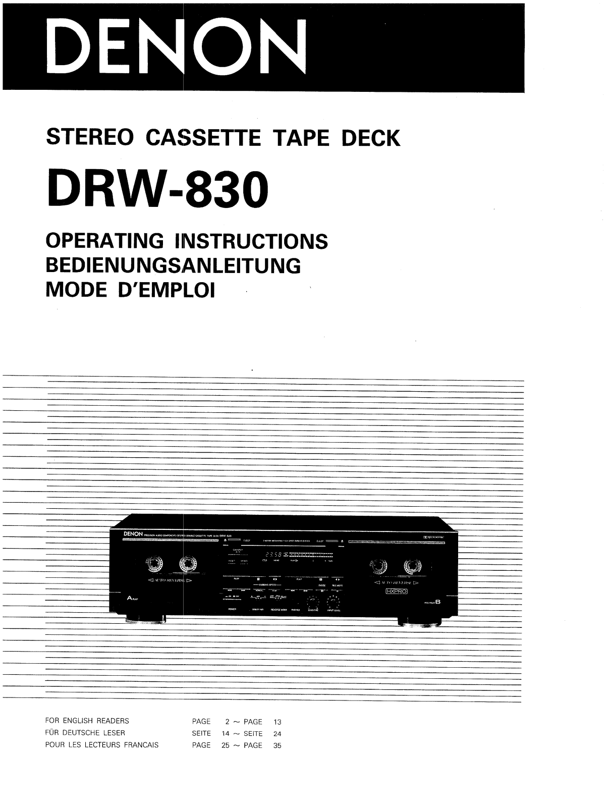 Denon DRW-830 Owner's Manual