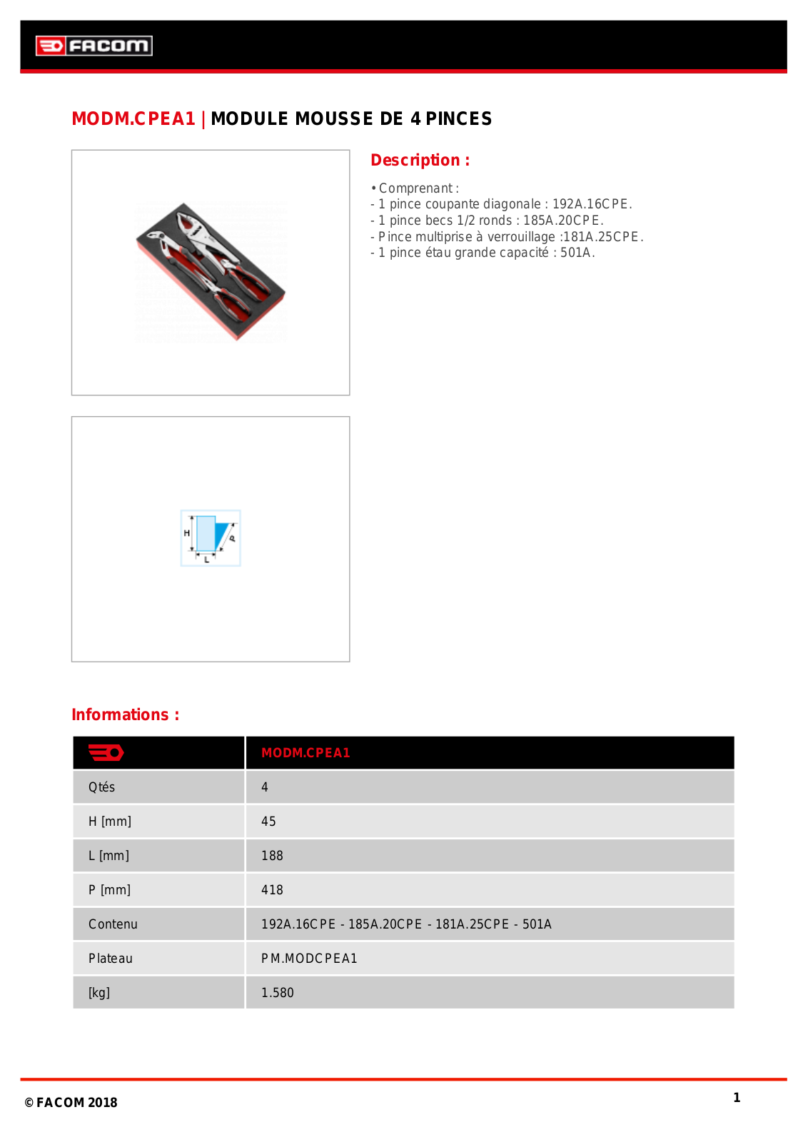 Facom MODM.CPEA1PB Specification