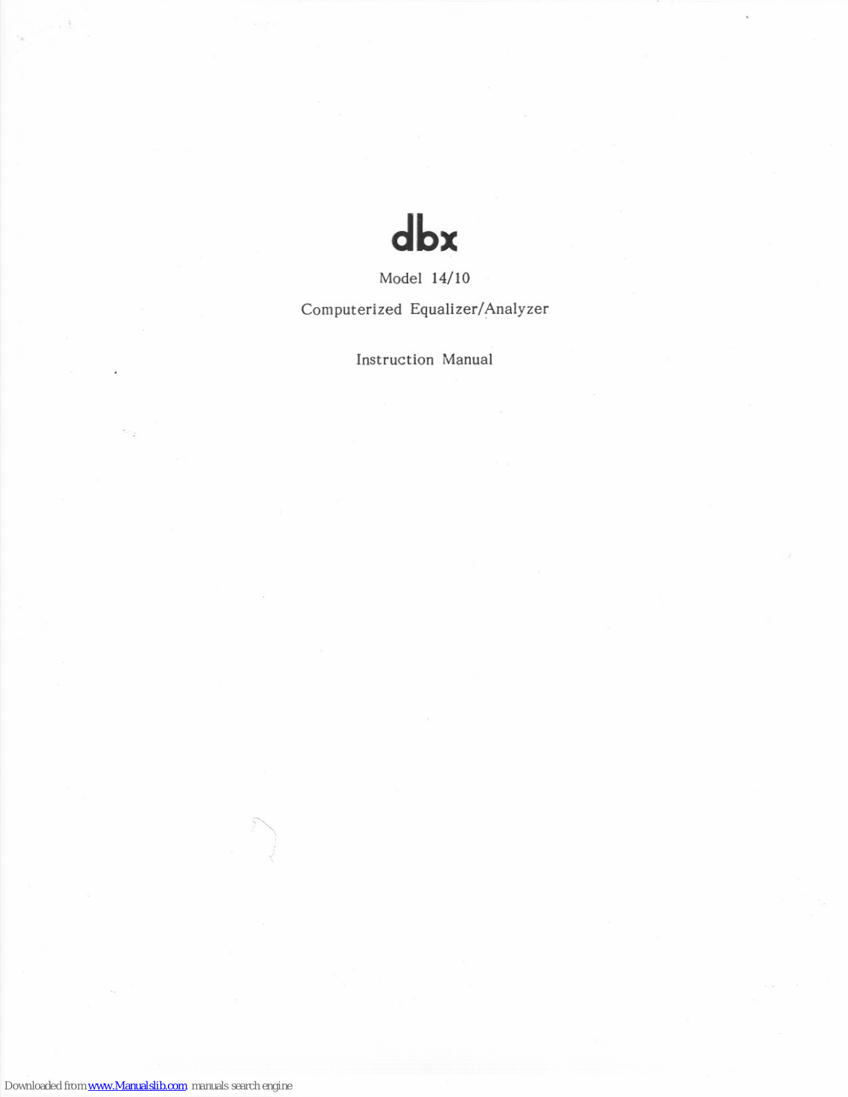 dbx 14/10 Instruction Manual