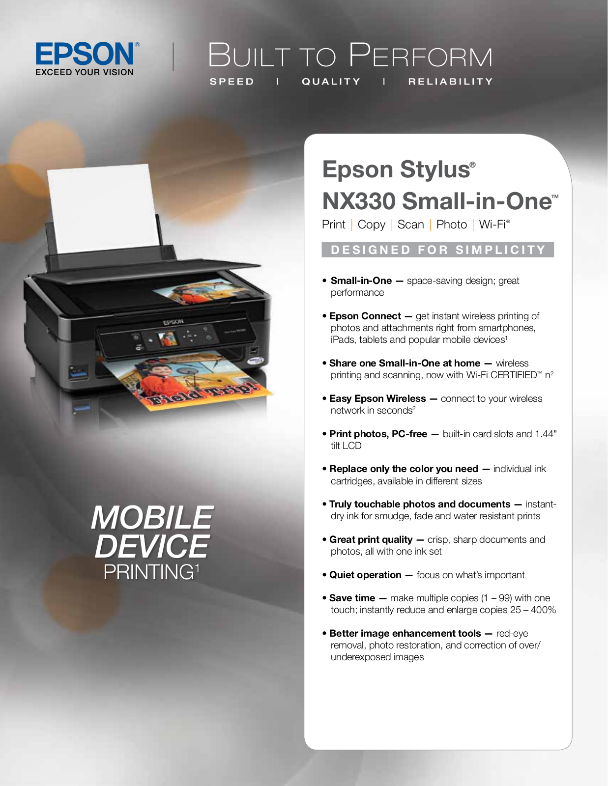 Epson Stylus NX330 Product Brochure