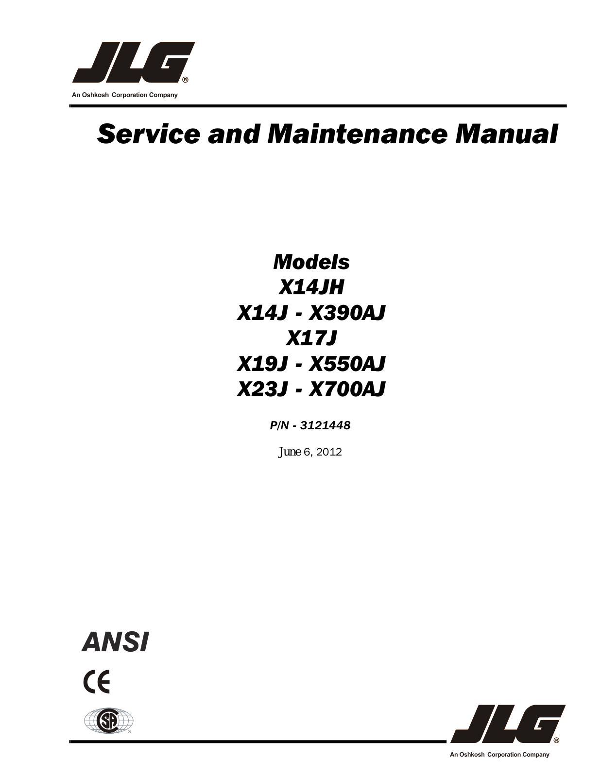 JLG X20JP, X600AJ Service Manual