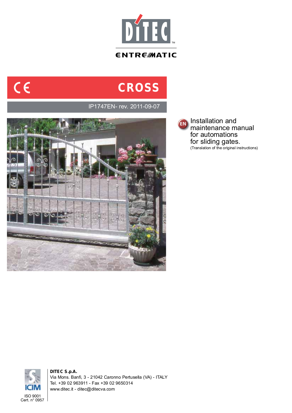 Ditec CROSS User Manual