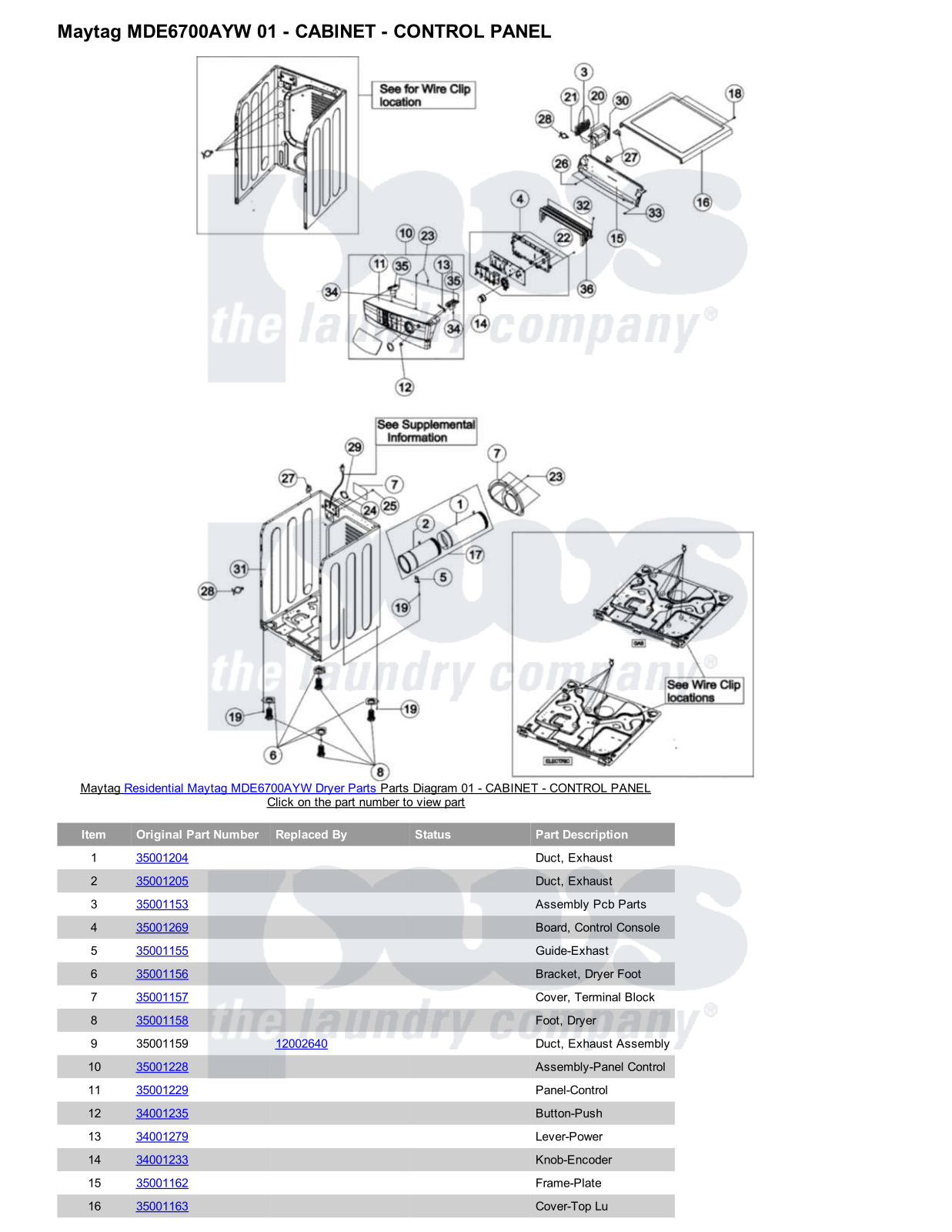 Maytag MDE6700AYW Parts Diagram