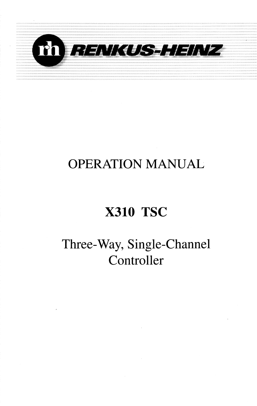 Renkus-heinz X310 TSC CONTROLLER User Manual