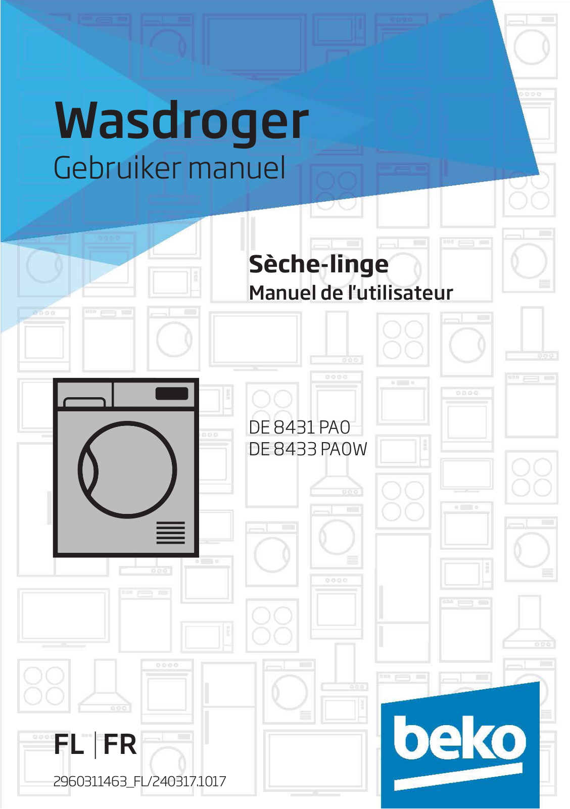 Beko DE 8431 PA0, DE 8433 PA0W User manual