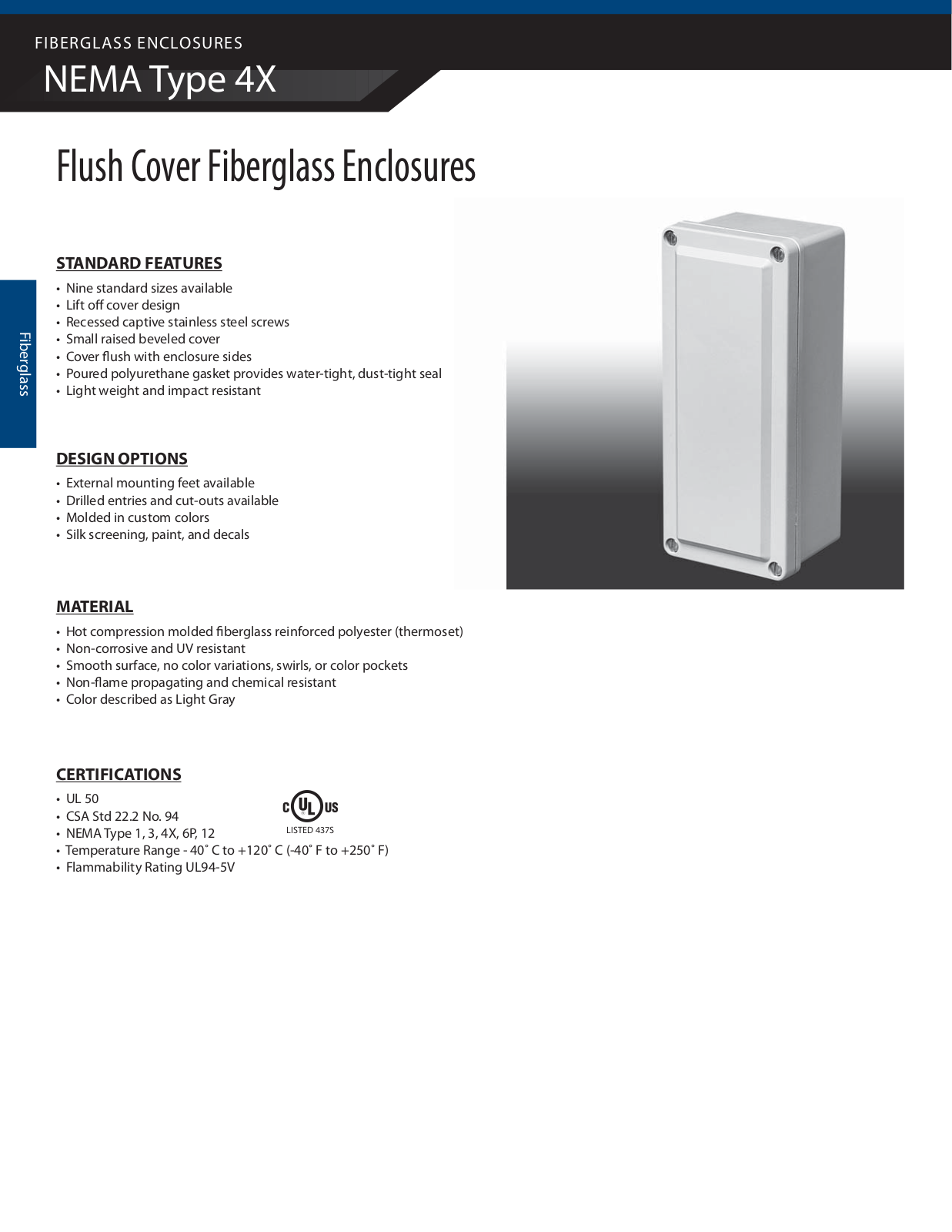 Adalet Flush Cover Fiberglass Enclosures Catalog Page